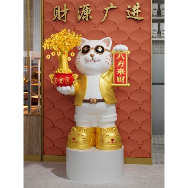 八方來財大型招財貓落地擺件開業禮物朋友開店發財貓喬遷新居禮品