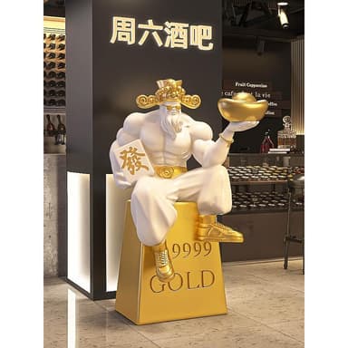 開業禮物肌肉財神爺店鋪前臺潮玩落地高檔大氣裝飾品開店招財擺件