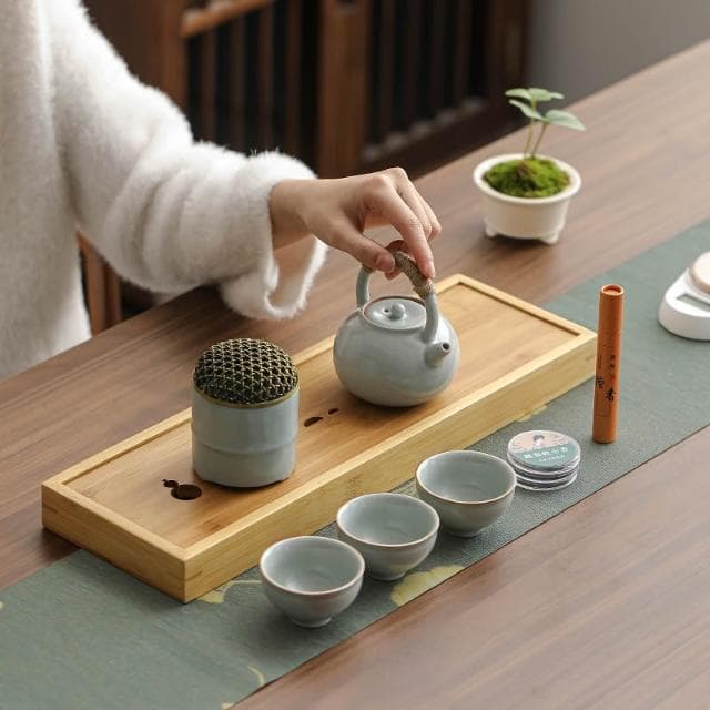 香道功夫茶具套裝汝窯香爐組合提梁壺公司送客戶陶瓷伴手禮品定制