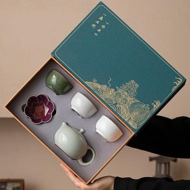 五大名窯一壺四杯茶具套裝禮盒送長輩老師伴手禮品文創生日禮物
