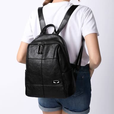 【MoonDy】包包女 後背包 書包 大容量後背包 防盜後背包 韓國後背包 牛皮包包 真皮包包 黑色背包 女生禮物