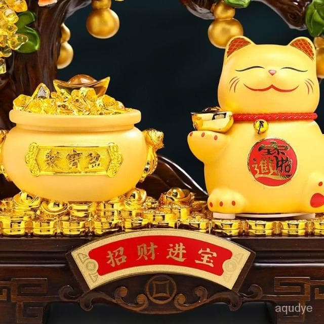 🔥天然水晶 招財貓 搖手 黃水晶 發財樹 聚寶盆 玄關擺飾 開光 發財樹 搖錢樹 招財擺飾 開幕送禮 入昔禮物