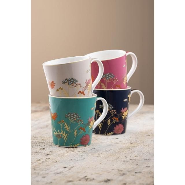 金色花卉 陶瓷馬克杯4入組禮盒300ml 入厝.結婚禮物