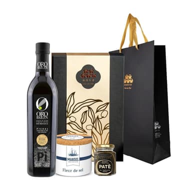 【Oro Bailen 皇嘉】皇嘉臻致禮盒 特級冷壓初榨橄欖油 500ml + 黑松露醬 Pate 8%+ 鹽之花 (任選) 伴手禮 年節送禮 企業採購 商務禮品 婚禮小物 入厝禮
