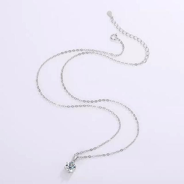 Sweet Air  通體純銀 S925純銀 D色 一克拉 莫桑鑽純銀項鍊 鑽鍊 六爪鑲鑽 純銀頸鍊