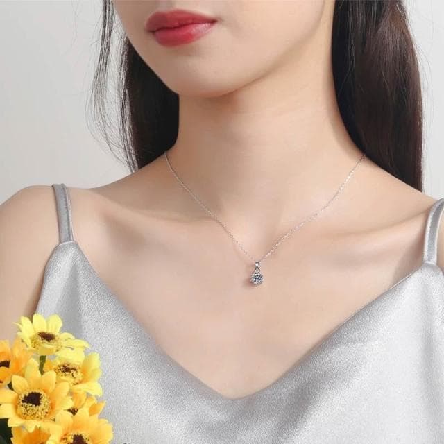 Sweet Air  通體純銀 S925純銀 D色 一克拉 莫桑鑽純銀項鍊 鑽鍊 六爪鑲鑽 純銀頸鍊