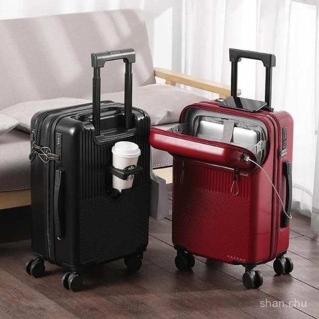 前開扣 筆電行李箱 登機箱 20吋 22吋 24吋 26吋行李 多功能行李箱 杯架USB行李箱 拉桿箱 大容量