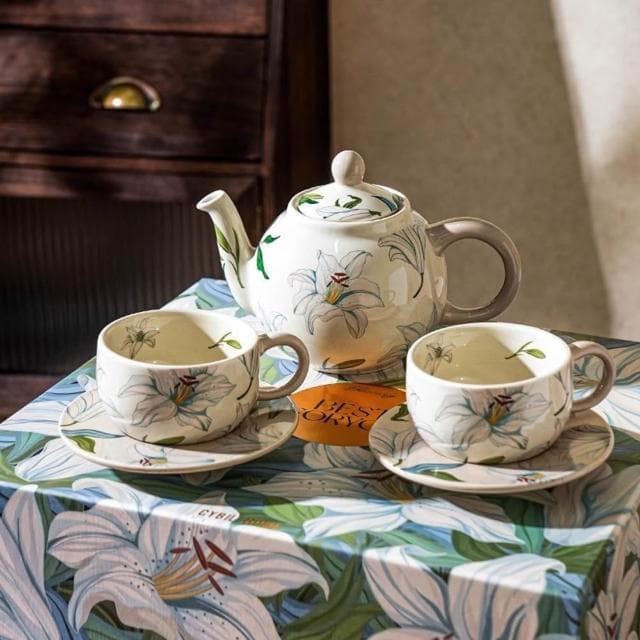 MuShang 慕尚 輕奢茶壺套裝 家用待客下午茶茶具 花茶壺陶瓷泡茶壺茶杯套裝 喬遷禮物 高級禮盒