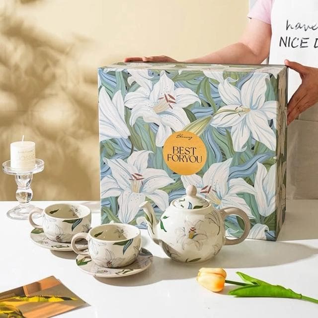 MuShang 慕尚 輕奢茶壺套裝 家用待客下午茶茶具 花茶壺陶瓷泡茶壺茶杯套裝 喬遷禮物 高級禮盒