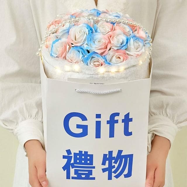 【Warm House Decor 暖和家居】萌萌兔耳玫瑰香皂花 (生日禮物 情人節 七夕 畢業禮物 送女友禮物 閨蜜禮物 香皂花 玫瑰花 花束 禮物)