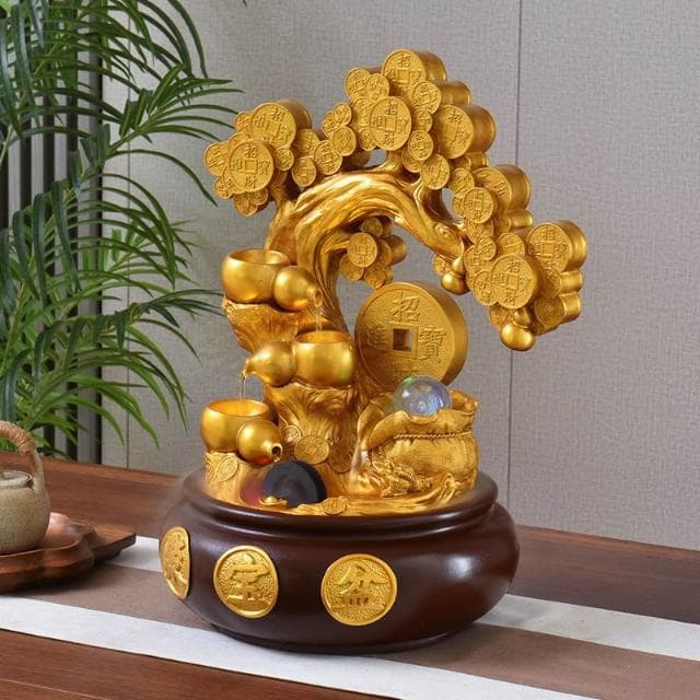 搖錢樹開業禮物招財流水擺件循環水生財店鋪客廳辦公室桌麵擺飾品