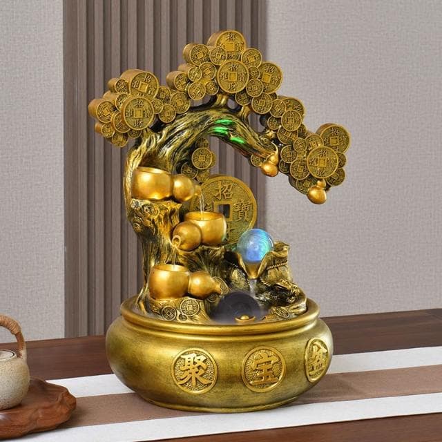 搖錢樹開業禮物招財流水擺件循環水生財店鋪客廳辦公室桌麵擺飾品