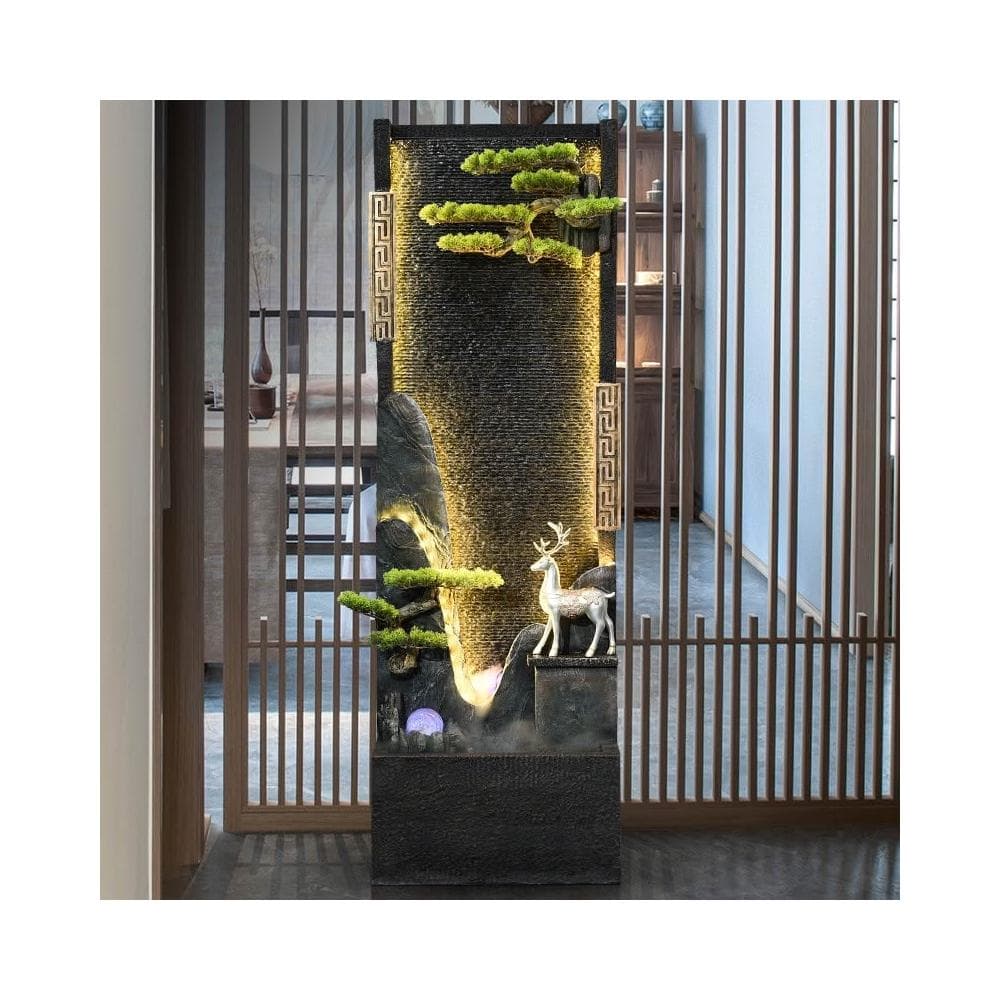 廠家直銷 大型水幕牆假山流水噴泉循環客廳辦公室招財落地裝飾擺件開業送禮水幕牆流水噴泉魚池招財假山景觀別墅酒店
