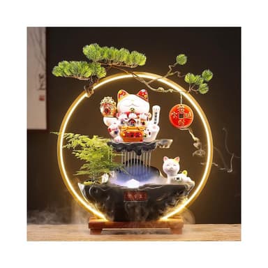 廠家直銷 開業送禮物招財貓擺件自動招手前台入戶客廳辦公室循環流水裝飾品流水聚寶盆 流水擺件 招財擺飾 開運 風水招財流