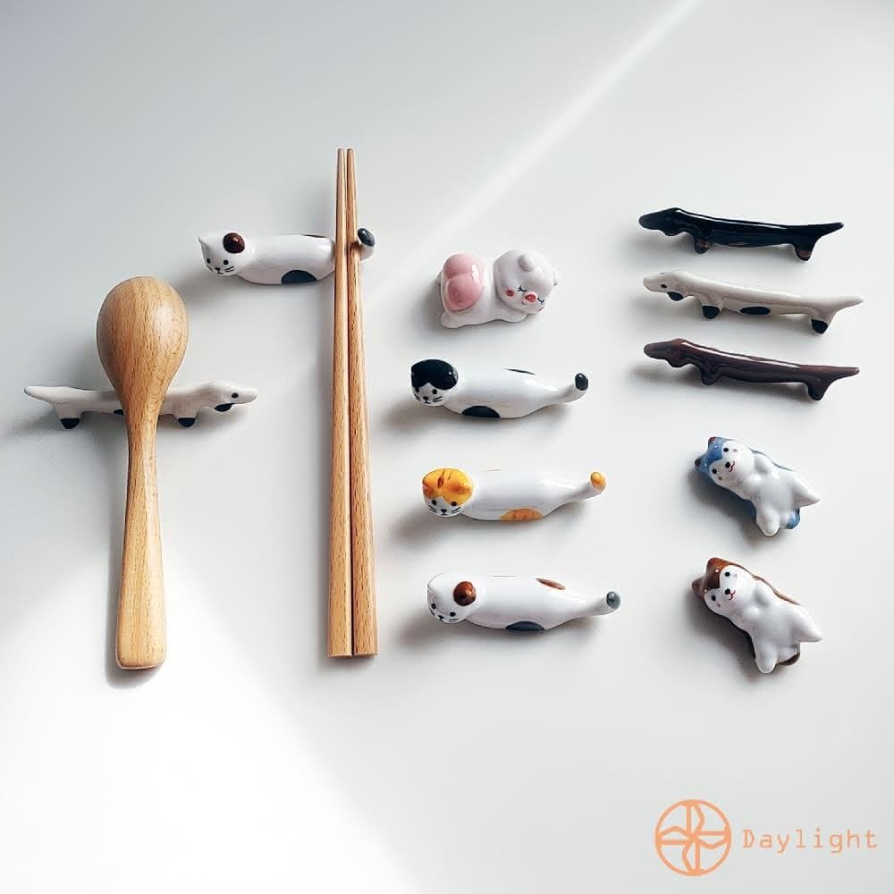 【Daylight】Daylight 筷架 筷子架 陶瓷筷架 交換禮物 貓咪筷架 柴犬筷架 貓咪筷架 粉紅豬筷架