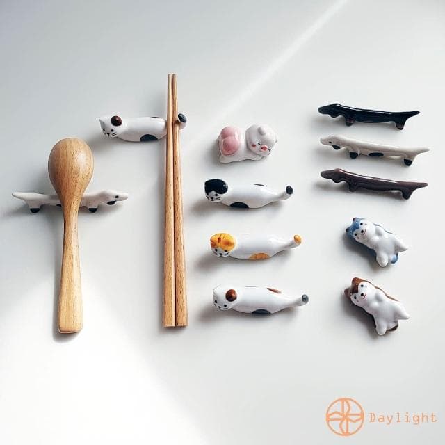 【Daylight】Daylight 筷架 筷子架 陶瓷筷架 交換禮物 貓咪筷架 柴犬筷架 貓咪筷架 粉紅豬筷架