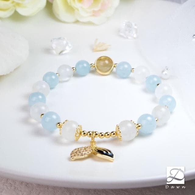 【Dawn Fashion 彤恩時尚】小清新的幸福感//自信水晶手鍊//海藍寶 月光石//生日禮物/情人節禮物