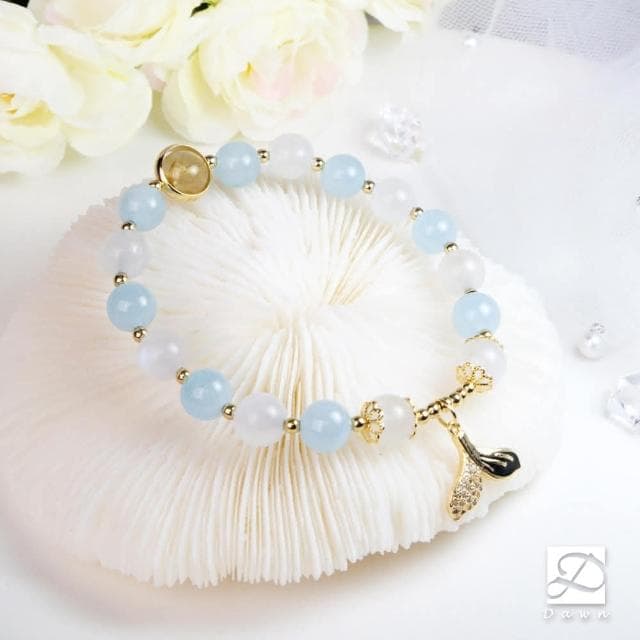 【Dawn Fashion 彤恩時尚】小清新的幸福感//自信水晶手鍊//海藍寶 月光石//生日禮物/情人節禮物