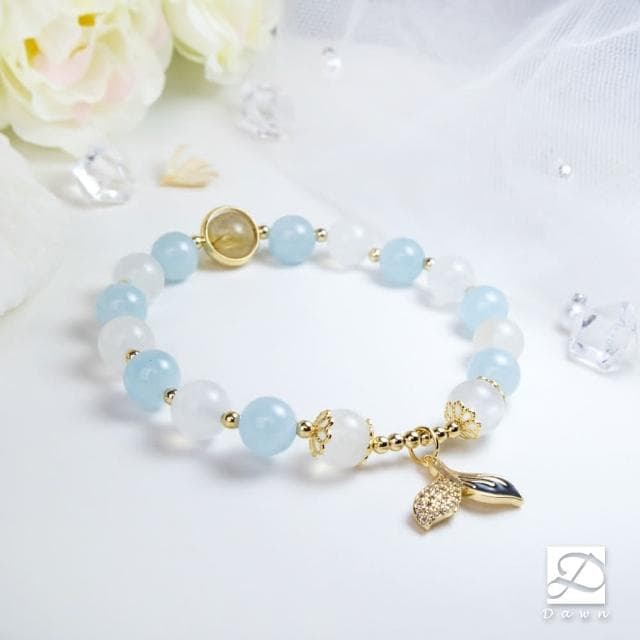 【Dawn Fashion 彤恩時尚】小清新的幸福感//自信水晶手鍊//海藍寶 月光石//生日禮物/情人節禮物
