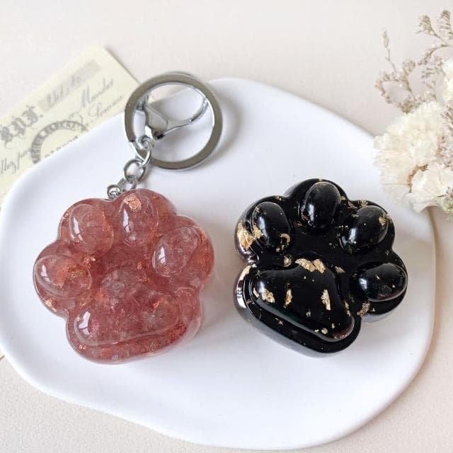 【Dawn Fashion 彤恩時尚】天然水晶 招財 開運貓掌鑰匙圈 //  手作水晶擺飾/母親節禮物/吊飾/掛飾