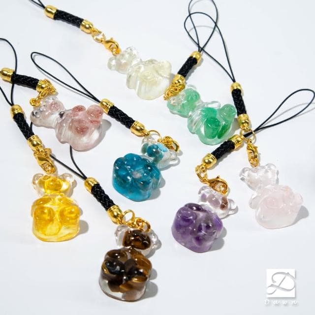 【Dawn Fashion 彤恩時尚】水晶 小熊軟糖吊飾 XS號 // 原礦碎石 鑰匙圈/生日禮物/畢業禮物