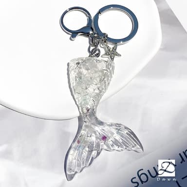 【Dawn Fashion 彤恩時尚】水晶魚尾 鑰匙圈 吊飾 S號 // 原礦碎石 彩瑩石/生日禮物/畢業禮物