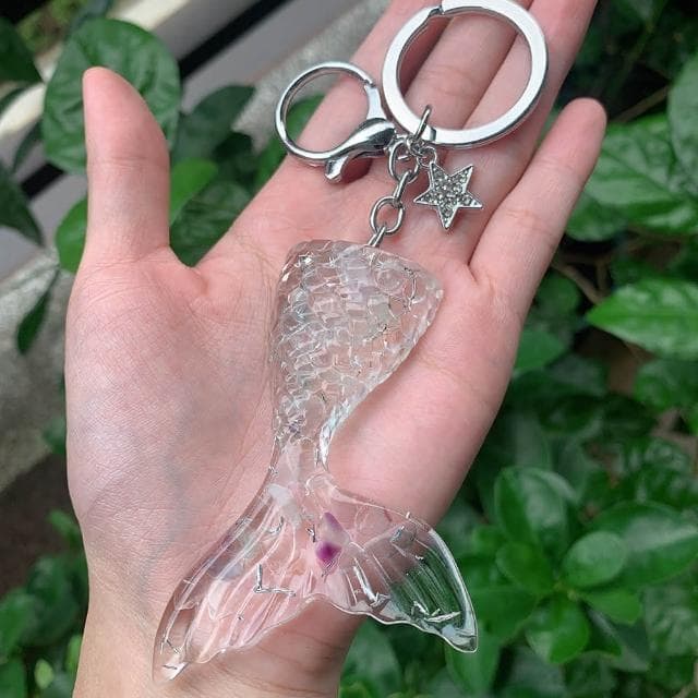 【Dawn Fashion 彤恩時尚】水晶魚尾 鑰匙圈 吊飾 S號 // 原礦碎石 彩瑩石/生日禮物/畢業禮物