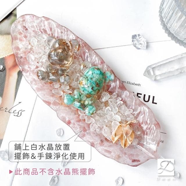 【Dawn Fashion 彤恩時尚】水晶羽毛盤 L號 含80g白水晶//原礦碎石 消磁盤/畢業禮物/消磁碗
