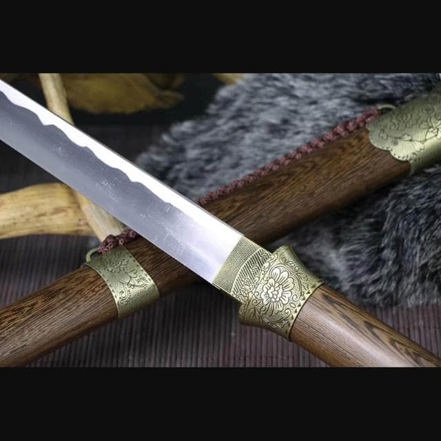 龍泉周匠刀劍寶劍直刀套裝金屬工藝品武術晨練擺件批發 未開刃