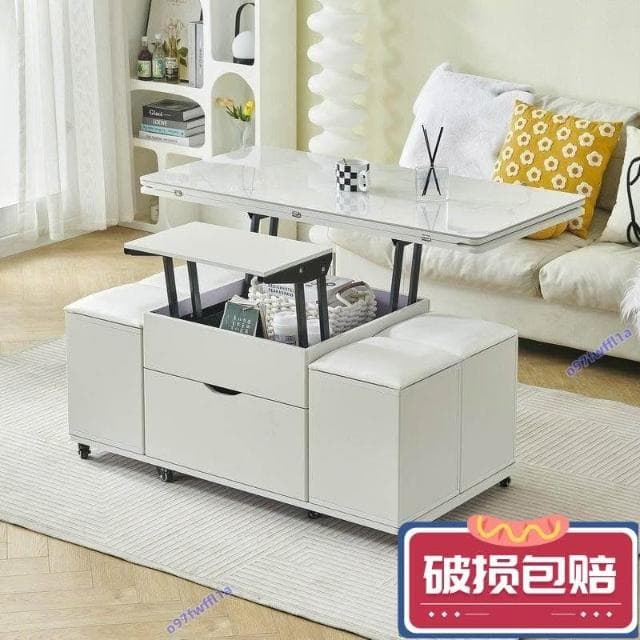 全網銷量第一 岩板多功能茶几小戶型茶具桌家用餐桌升降一體茶臺客廳收納桌子升降茶几桌可移動茶機桌