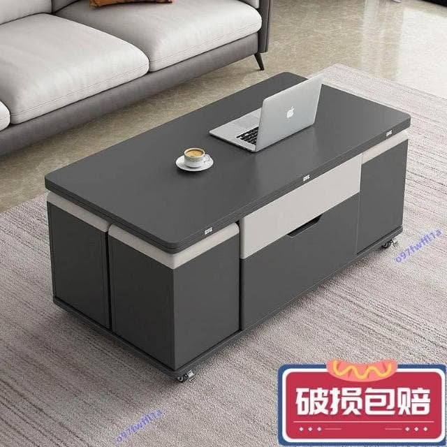 全網銷量第一 岩板多功能茶几小戶型茶具桌家用餐桌升降一體茶臺客廳收納桌子升降茶几桌可移動茶機桌