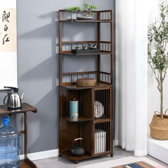 轉角櫃臥室落地客廳角櫃牆角櫃邊櫃儲物櫃茶具裝飾擺件三角置物架 書架 書櫃 實木楠竹置物櫃