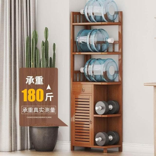 轉角櫃臥室落地客廳角櫃牆角櫃邊櫃儲物櫃茶具裝飾擺件三角置物架 書架 書櫃 實木楠竹置物櫃