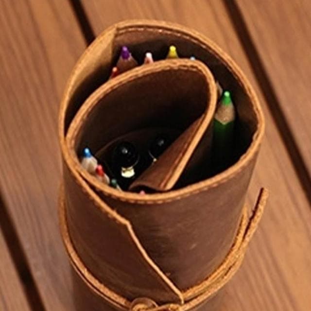 【LEESA】牛皮筆盒\筆捲\筆簾\刷具袋\畫筆袋\手工筆袋\復古筆盒\真皮筆袋\多功能收納袋\卷筆袋\皮件\皮具\禮物