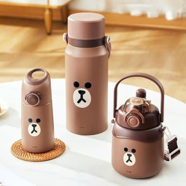 【LINE FRIENDS】熊大保溫壺 3種尺寸 400ml 900ml 1500ml( 正版授權 運動保溫罐 大肚保溫瓶 旅行保溫水壺 316不鏽鋼內膽保溫杯 抽獎禮物 辦公小物 餐廚 送禮 生日禮物 交換禮物 聖誕禮物 )