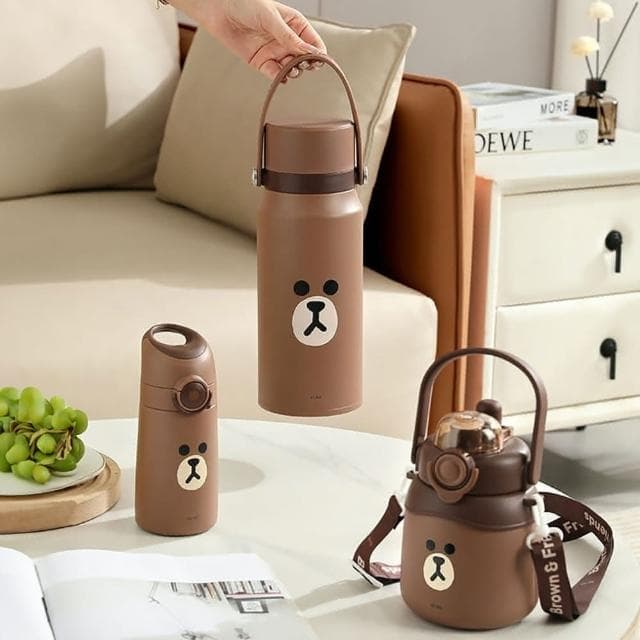 【LINE FRIENDS】熊大保溫壺 3種尺寸 400ml 900ml 1500ml( 正版授權 運動保溫罐 大肚保溫瓶 旅行保溫水壺 316不鏽鋼內膽保溫杯 抽獎禮物 辦公小物 餐廚 送禮 生日禮物 交換禮物 聖誕禮物 )