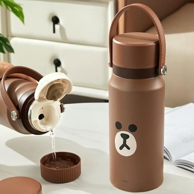 【LINE FRIENDS】熊大保溫壺 3種尺寸 400ml 900ml 1500ml( 正版授權 運動保溫罐 大肚保溫瓶 旅行保溫水壺 316不鏽鋼內膽保溫杯 抽獎禮物 辦公小物 餐廚 送禮 生日禮物 交換禮物 聖誕禮物 )