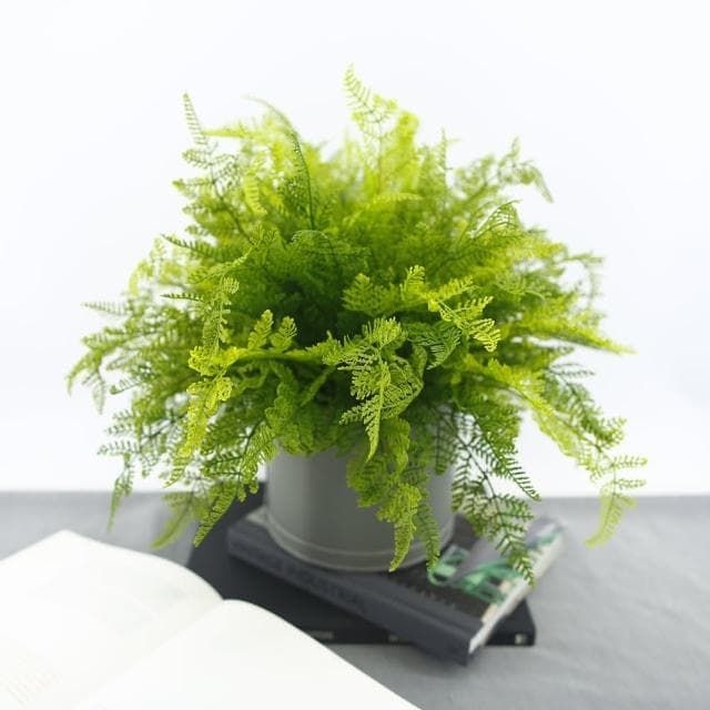 【HUGO DECO 榆果傢飾】波斯頓蕨皮革籃植栽擬真植栽/多肉植物/節慶送禮
