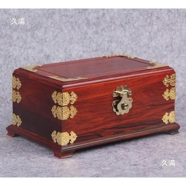 紅木首飾盒結婚禮物帶鎖帶鏡子耳環珠寶手鏈收納盒子實木質百寶箱