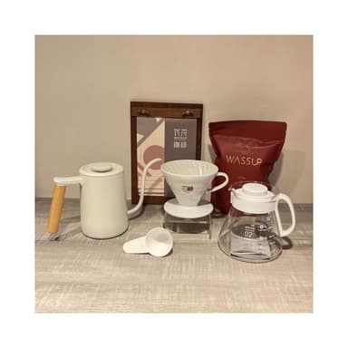 【TIMEMORE 泰摩】手沖壺700ml+Hario V60白色陶瓷有田燒手沖咖啡壺組+瓦莎半磅咖啡豆隨機