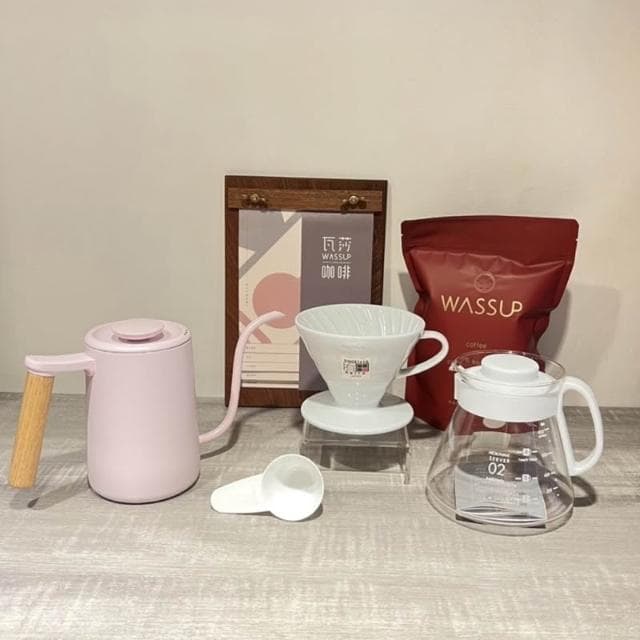 【TIMEMORE 泰摩】手沖壺700ml+Hario V60白色陶瓷有田燒手沖咖啡壺組+瓦莎半磅咖啡豆隨機