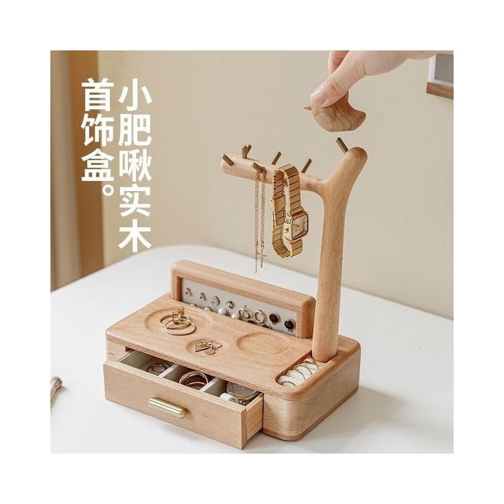 首飾盒收納盒精緻實木釘耳飾項鏈收納飾品盒高檔精緻掛耳環飾品架