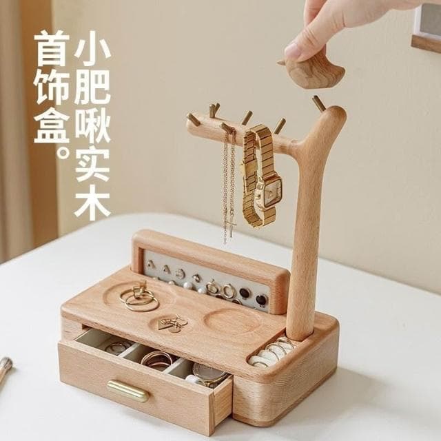 首飾盒收納盒精緻實木釘耳飾項鏈收納飾品盒高檔精緻掛耳環飾品架