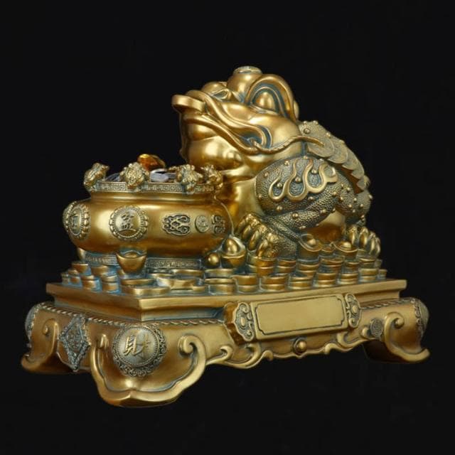 金蟾聚寶盆擺件銅金蟬三足蟾蜍公司店鋪辦公室裝飾品開業送禮禮品