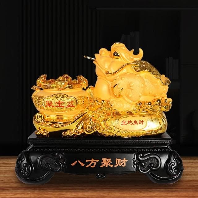 樹脂工藝擺件金蟾聚寶盆招財客廳辦公室擺設新居公司開業喬遷送禮