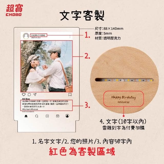 超寶好物館  IG紀念小夜燈/訂製夜燈/紀念日/情人節/生日/慶祝/字母燈/收藏/情侶/UV印刷/婚禮小物