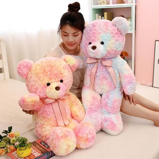 炫彩泰迪熊公仔大號玩偶睡覺床上抱枕兒童女生日情人節禮物情侶熊