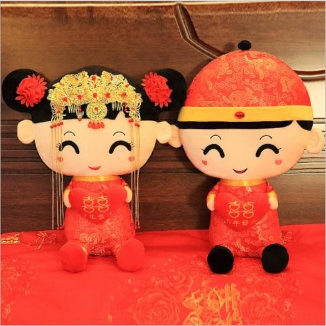 婚慶壓床布娃娃一對中式新房擺件毛絨公仔情侶創意禮物大號結婚用