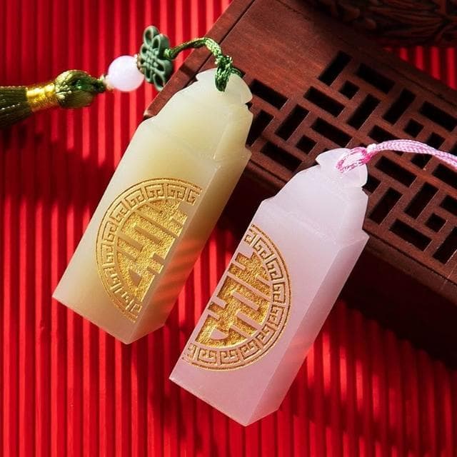 清晰自然 新婚禮物天然玉石情侶對章定制印章禮品結婚紀念日訂婚禮物情人節