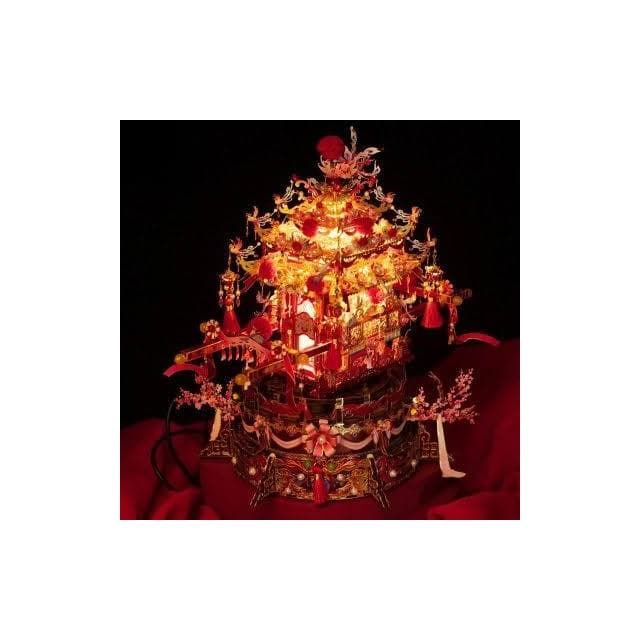 藝模鳳囍花轎3D立體金屬拼圖手工diy結婚送禮物新婚創意擺件裝飾
